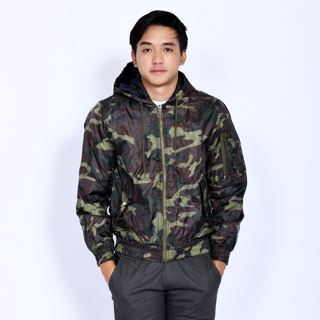 EMOLINE Jaket Bomber Pria Men  Parasut Loreng Army All Variant