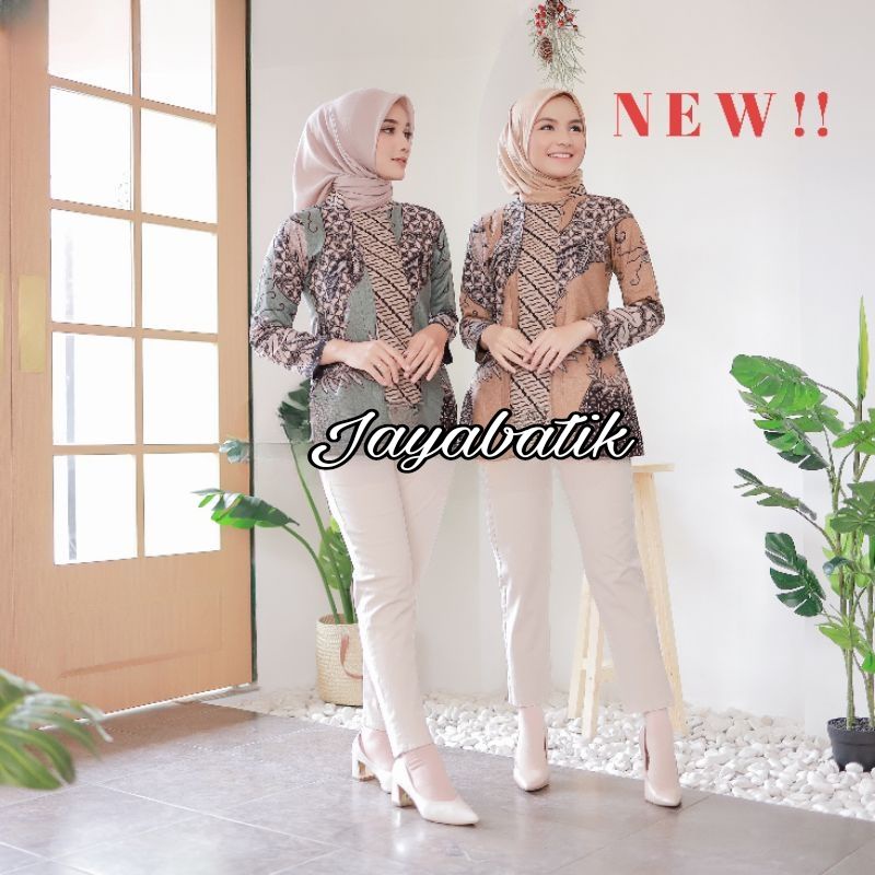 tey-17 Batik wanita ASJ SA HRB026 Kenongo Kemeja Tosca Pendek