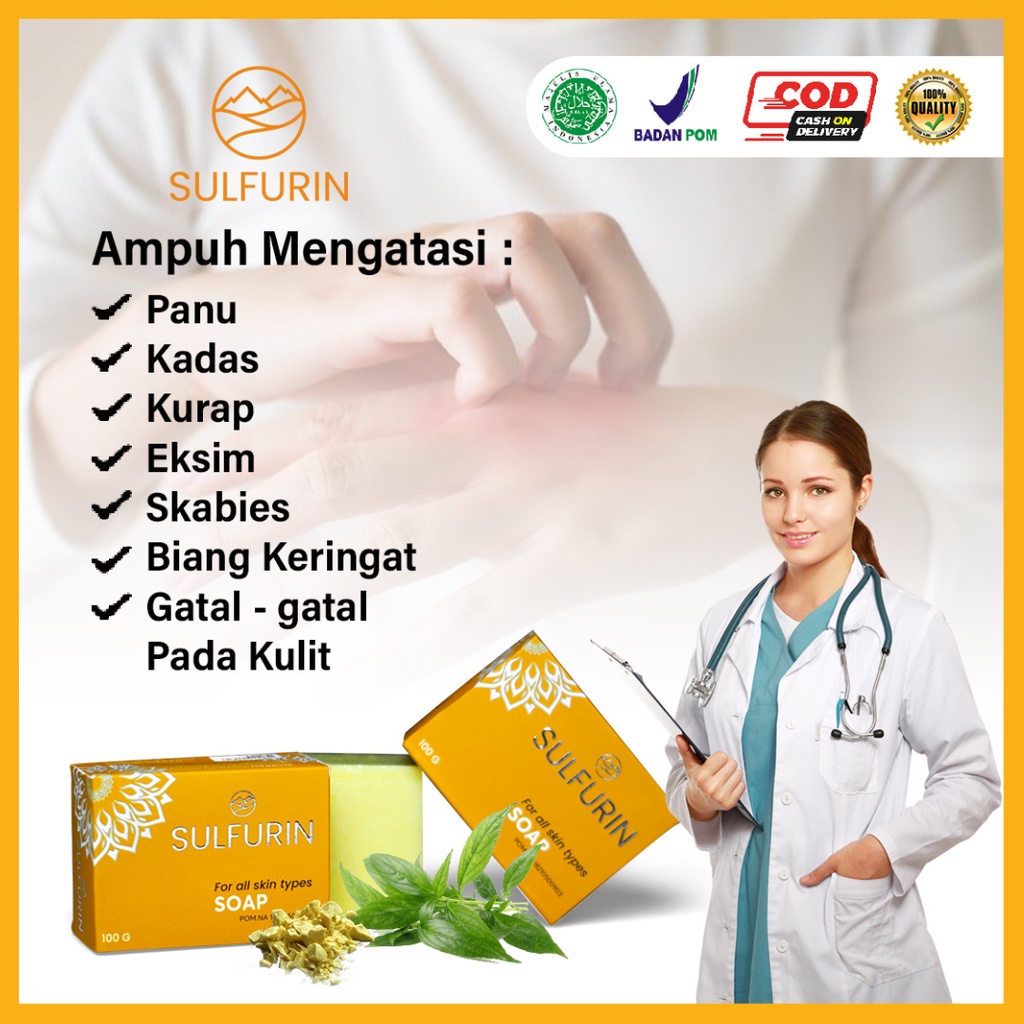 OBAT jerawat punggung wajah GATAL KULIT SABUN SULFUR BELERANG Paket Sulfurin Belerang Sabun + Salep Krim