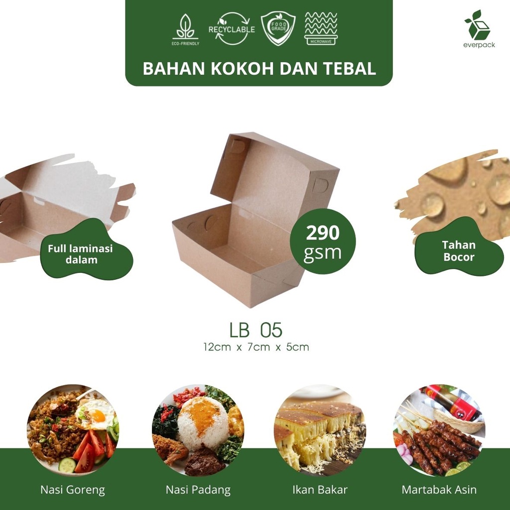 

Lunch Box (12x7x5 | 290 gsm) | Paper Box | Polos | Packaging | Kotak Kemasan Makanan | Nasi Goreng | Nasi Ayam | Nasi Bakar | Penyet | Ayam Geprek | Paling Tebal | Kentang Goreng | Tahu Goreng | Pempek Palembang | Tteokbokki | Chicken | Katsu | Donat