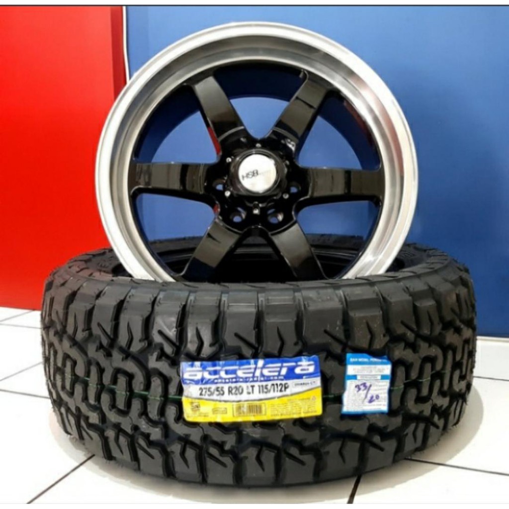 Paket Velg Mobil Sale Ring 20 Plus Ban Accelera CT 275 55 R20 - HSR GLOCK R20 Baut 6 untuk Pajero Fo