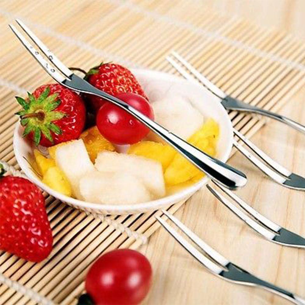 [Elegan] Sendok Garpu Meja Dapur Kue Buah Halus Salad Makanan Ringan Garpu 2pcs Cutlery Set Fork Cutlery Dessert Handmade Stainless Steel