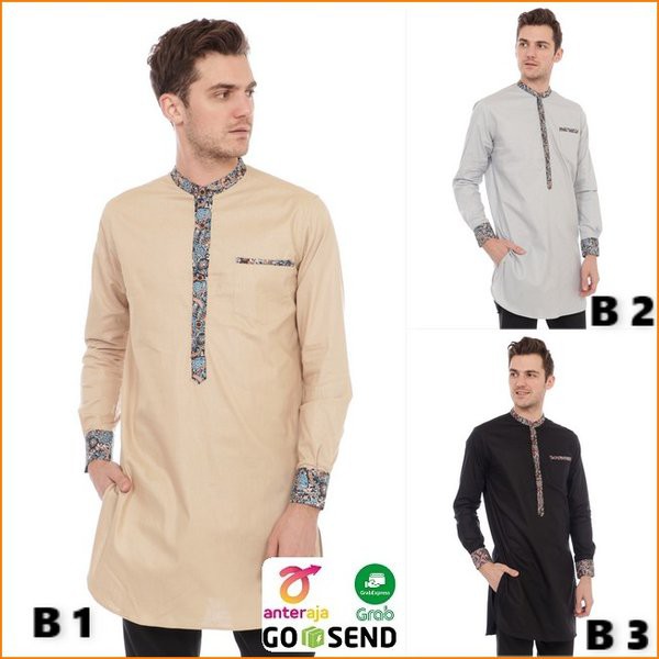 Baju Koko Kurta Pakistan Pria Size M L XL List Batik