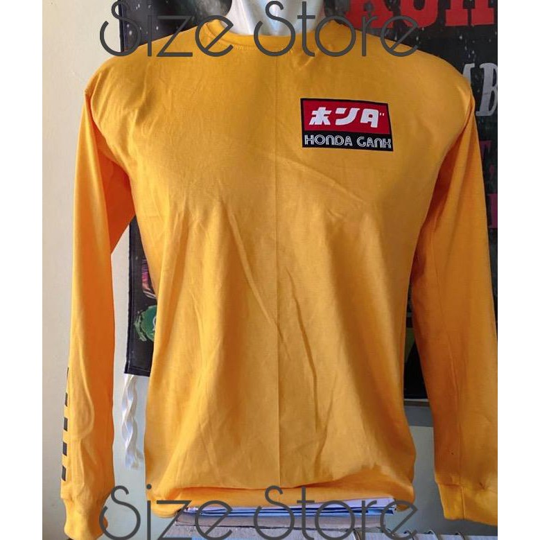 Kaos Racing HONDA GANK lengan panjang Premmium Mustard free sticker/T-Sirt Honda Gank Premmium