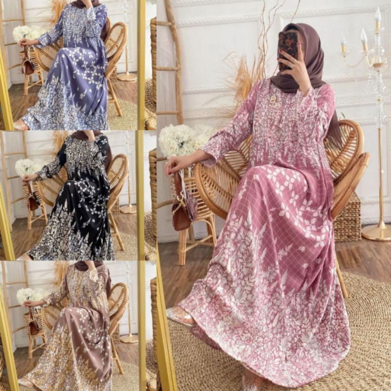 Gamis Maxmara Bunga Meira Mewah Murah M/L/XL/XXL/JUMBO Terbaru Dress Kondangan Terbaru Premium High Quality