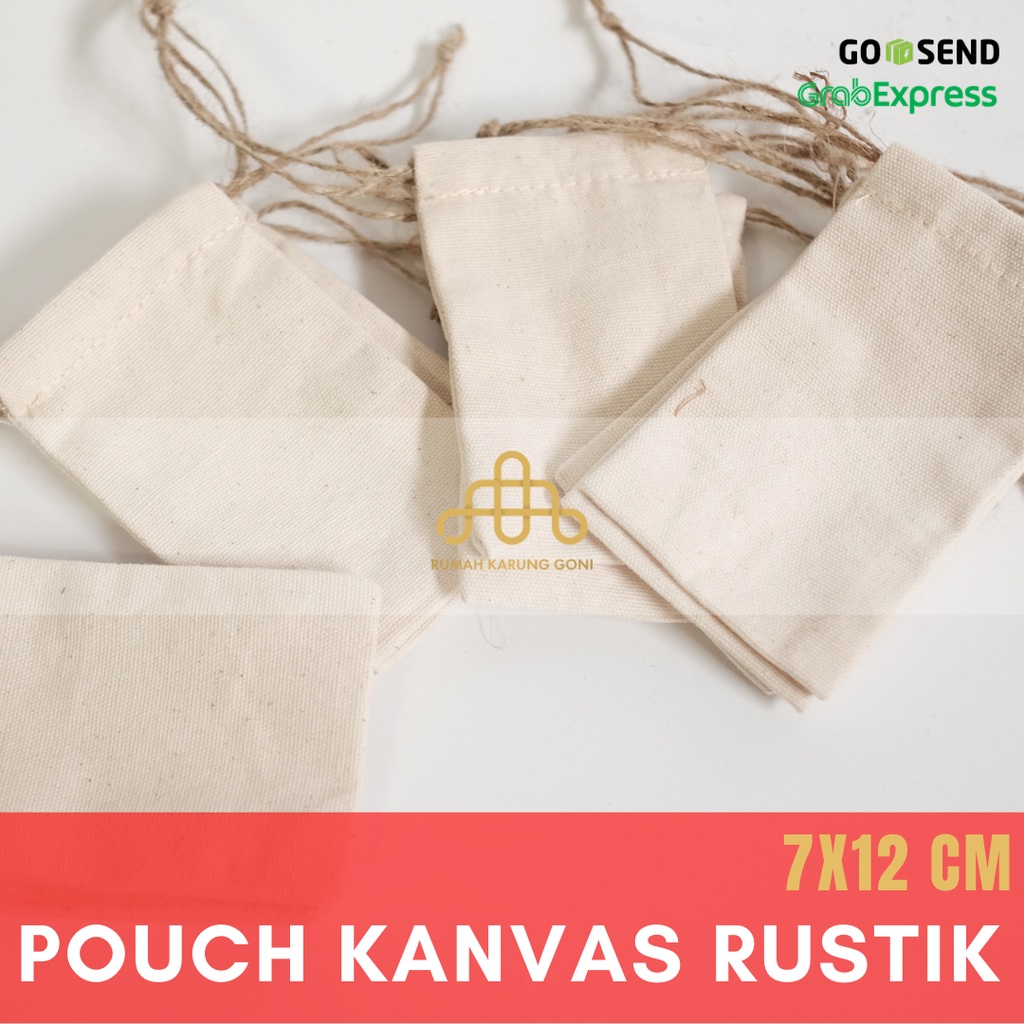 Pouch Pouch Kanvas Rustik – Pouch Polos Serut – Souvenir Ramah Lingkungan