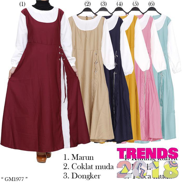 Gamis Dewasa model Overall bahan ballotelli polos