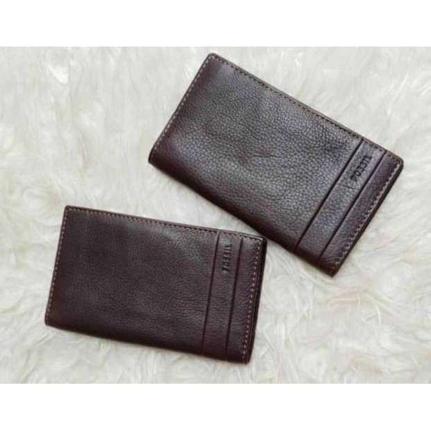 Dompet Fossil Lufkin Slim Exec / Dompet Pria kulit Import Original - Dark Brown