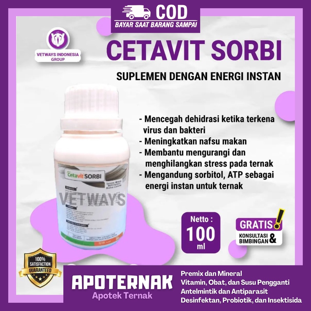 CETAVIT SORBI 100 ml | Instan Memulihkan Nafsu Makan | Mengatasi Stess dan kurang energi  | Apoternak