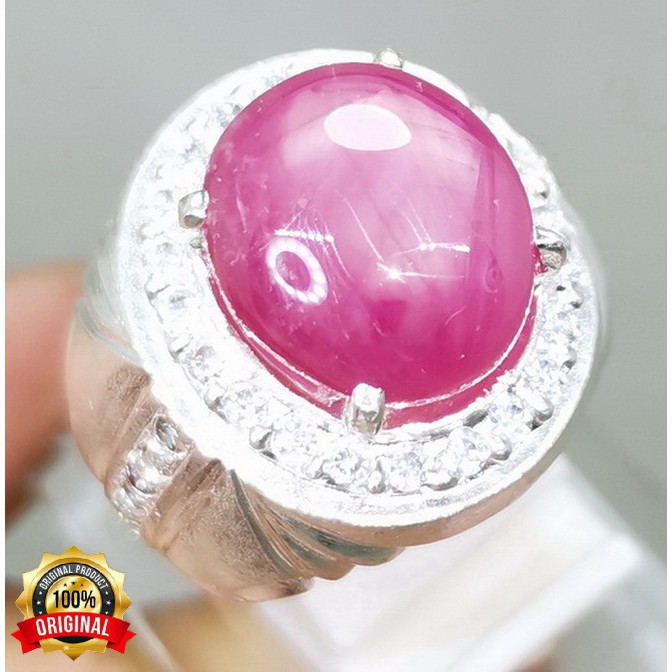 CINCIN BATU PERMATA NATURAL RUBY JOHNSON RING PERAK ASLI