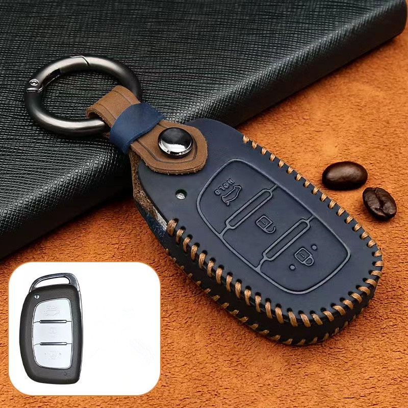 Case Pelindung Remote Kunci Mobil Bahan Kulit Untuk Hyundai Grand Santa Fe Ix45