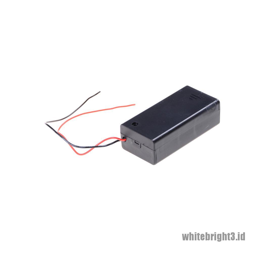 (white3) 1pc Kotak Holder Baterai 9v Dengan Saklar ON / OFF Power