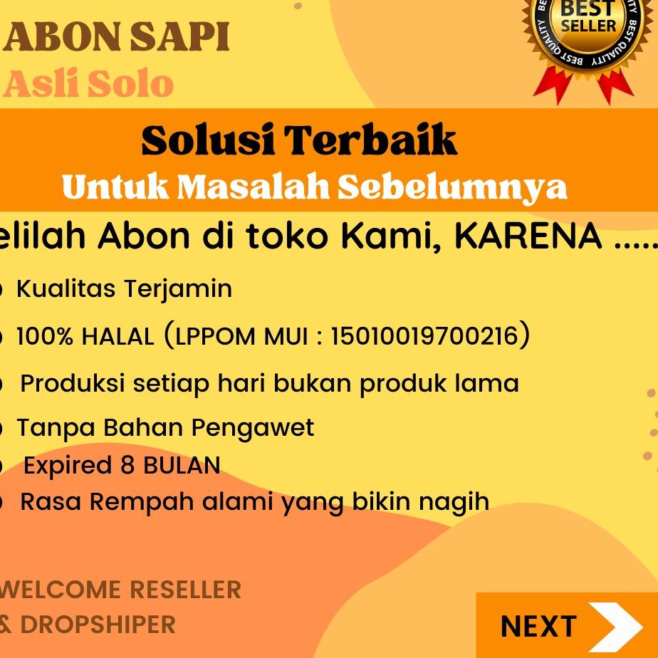 

【TERMURAH】 ABON SAPI ASLI SOLO 250gr | 100gr ABON SAPI RASA ORIGINAL DAN RASA PEDAS | A04 terbaik