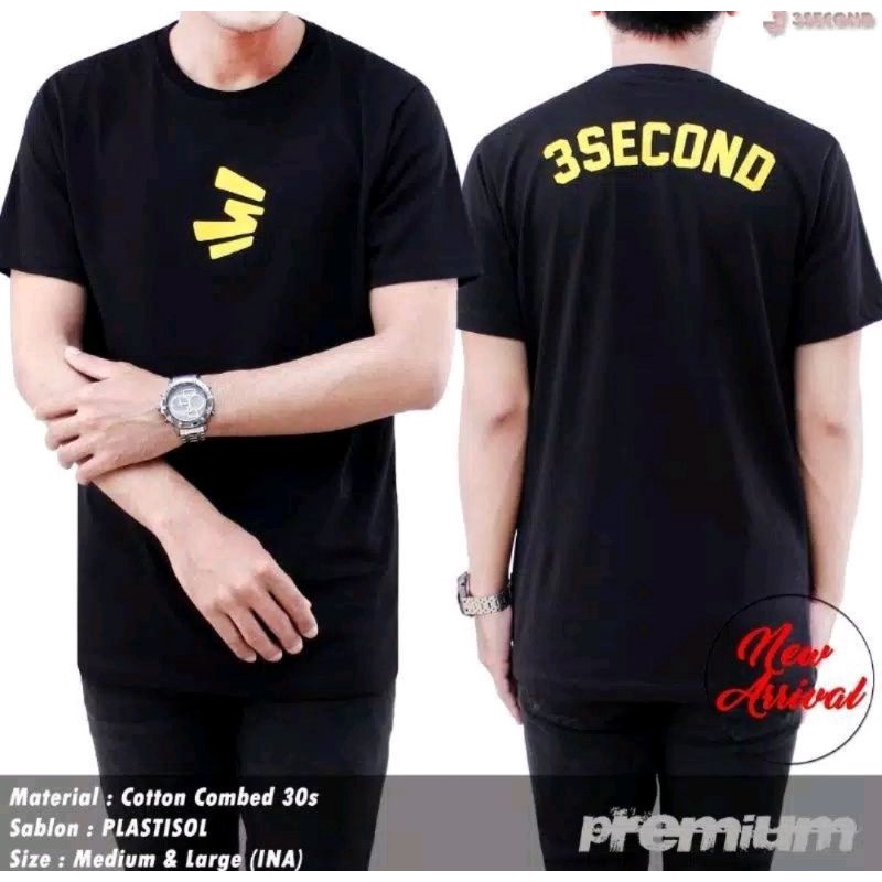 Kaos distro baju distro 3 second pakaian pria original