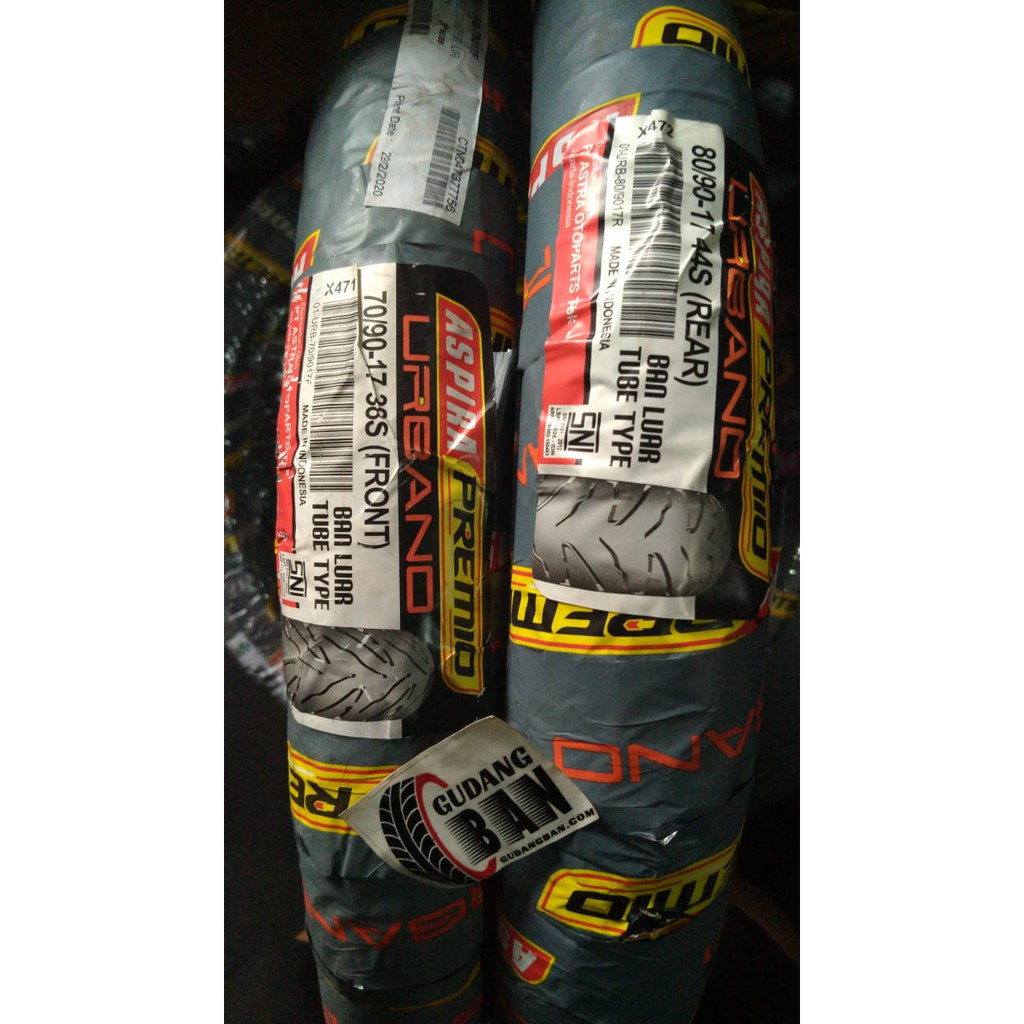 ( RING 17 ) Paket Ban Luar Aspira Premio Urbano Uk 70 90 17 dan 80 90 17 Tubetype bukan tubless
