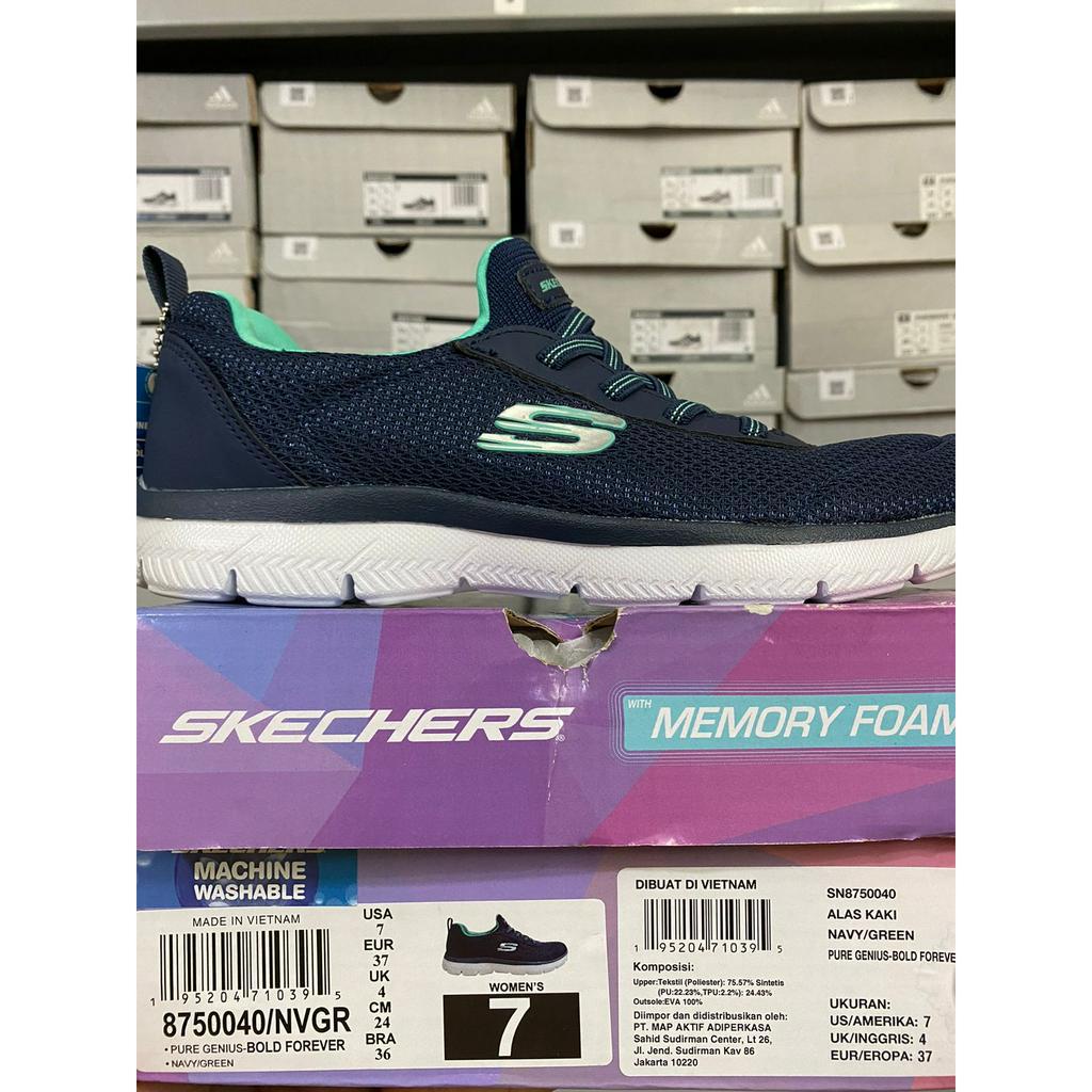 Skechers Pure Genius - Bold Forever Navy Green 8750040/NVGR Women's Shoes Original