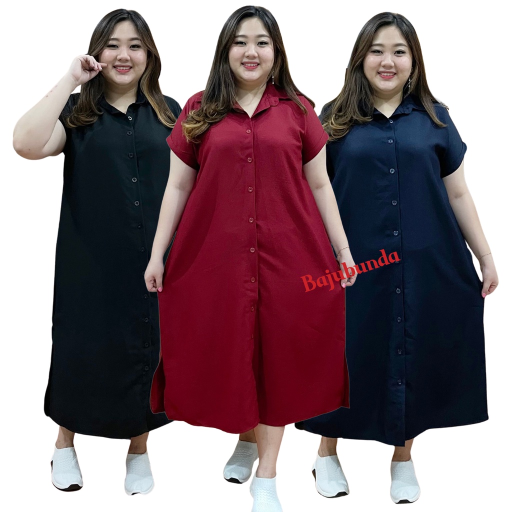 LD 120 Dress Jumbo Wanita Baju Big Size Polos PRILLY