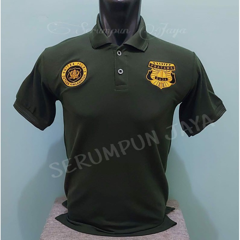 KAOS GADA PRATAMA MITRA POLRI HIJAU ARMY - KAOS KERAH GADA PRATAMA MITRA POLRI FULL BORDIR