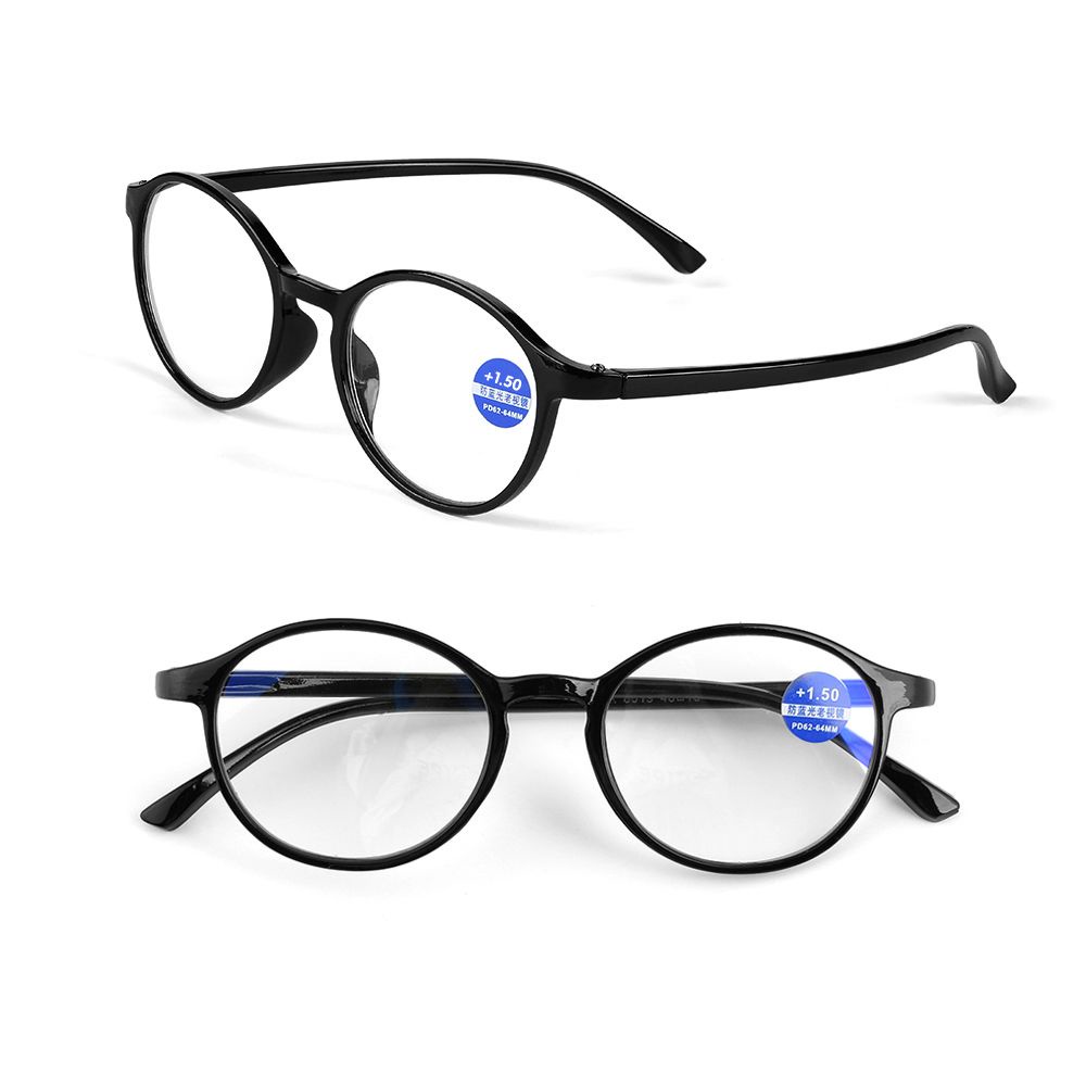 ROW Unisex Reading Glasses TR90 Presbyopia Eyeglasses Anti Blue Rays Round Frame Strength+1.00~+4.00 Antifatigue Classic Readers Glasses Computer Eyewear