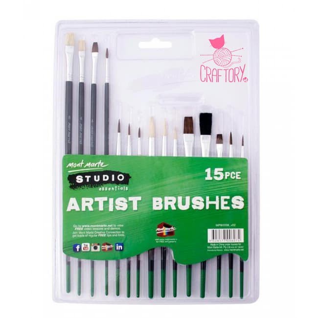 

Mont Marte Studio Series Paint Brush Set - Essentials 15pcs