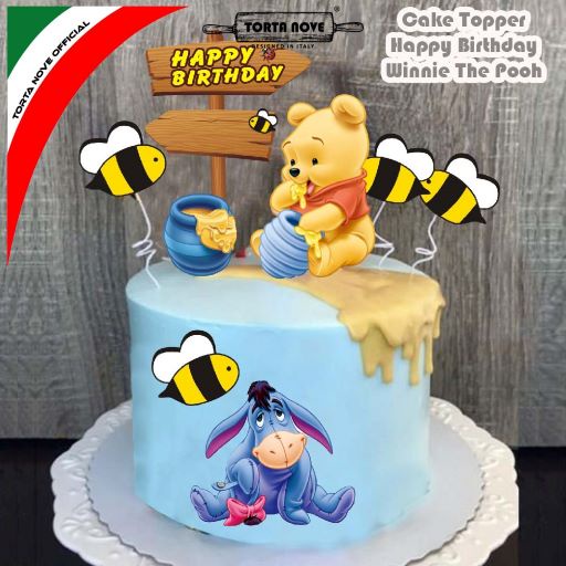 [COD] Topper Winnie The Pooh Bee Eeyore / Cake topper happy birthday / Cake topper kertas / Topper k