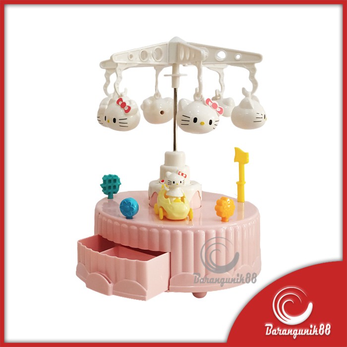 Kotak Musik Model Kue Carousel Komidi Putar HK Pink Cake Music Box 6626