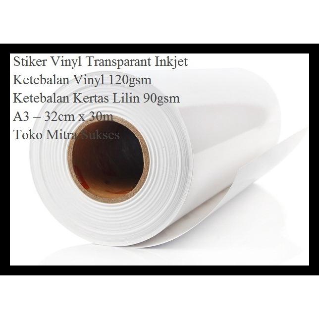 

Stiker Vinyl Transparant Inkjet A3+ Roll 32Cm X 30M Baru