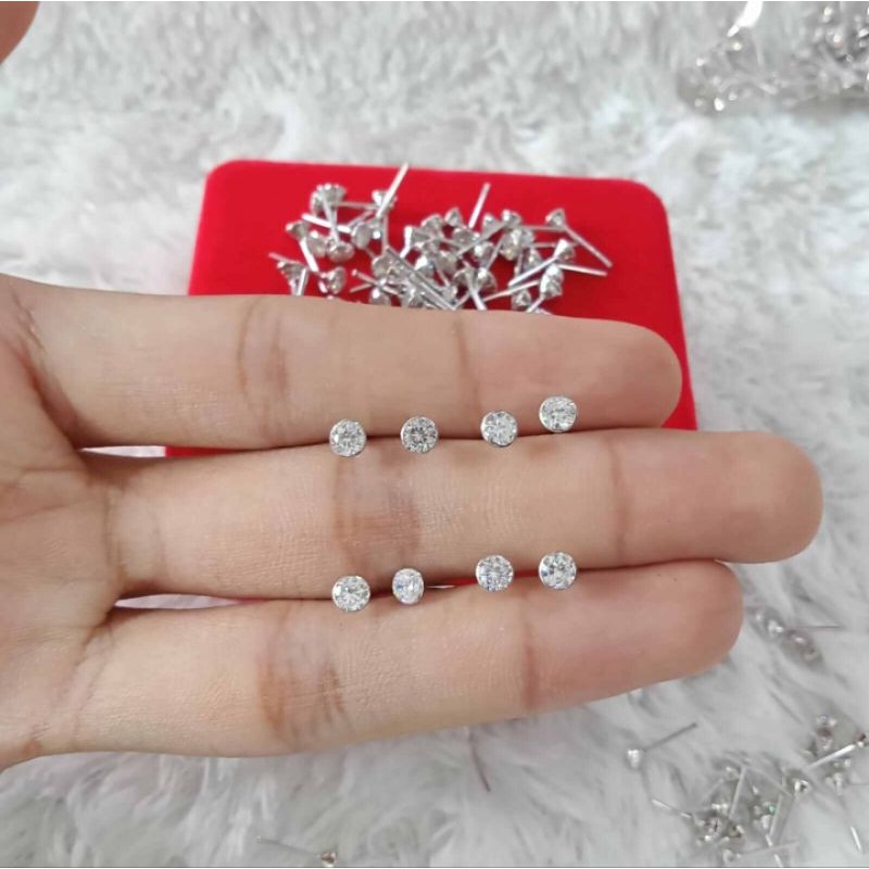 Giwang Mata Burung, 0.25gr, Perak 925, Sepuh Emas Putih