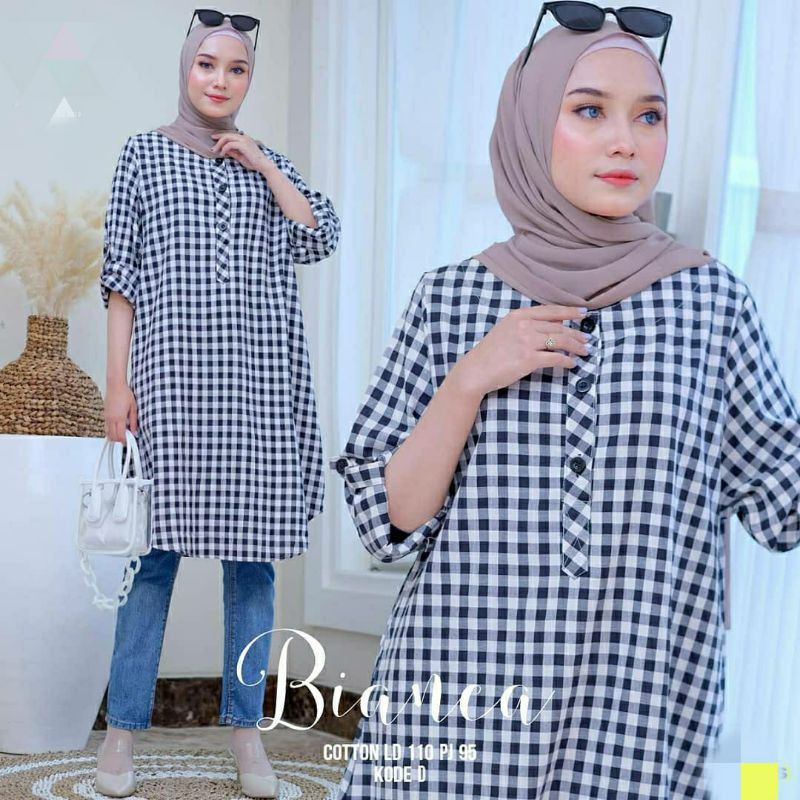 Tunik motif kotak Bianca Bisa COD