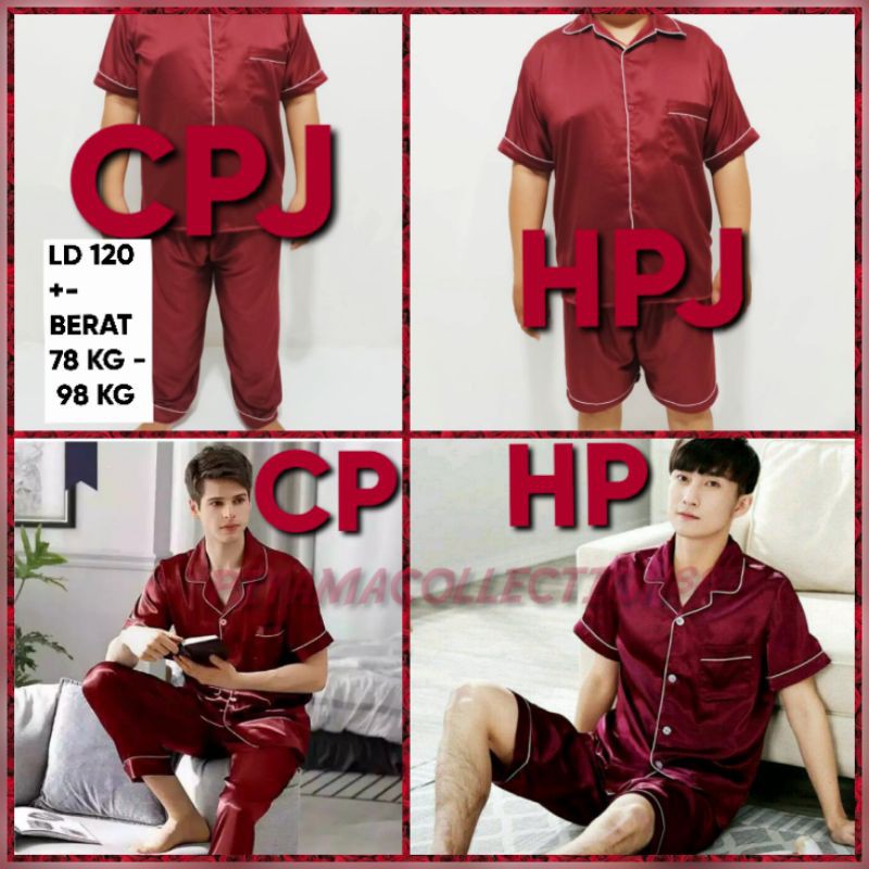 Baju Tidur couple PRIA JUMBO pasangan wanita satin polos