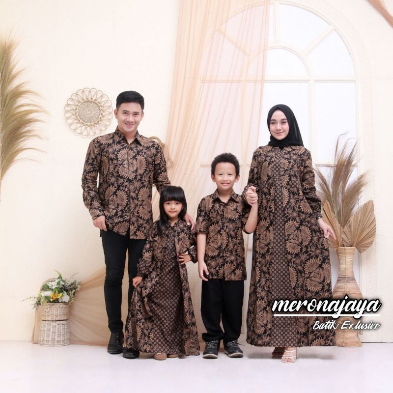 KIPAS COKLAT Batik Couple Keluarga Meronajaya Sania Ruffle Ori Ndoro Jowi GARANSI BATIK COUPLE TERMURAH -