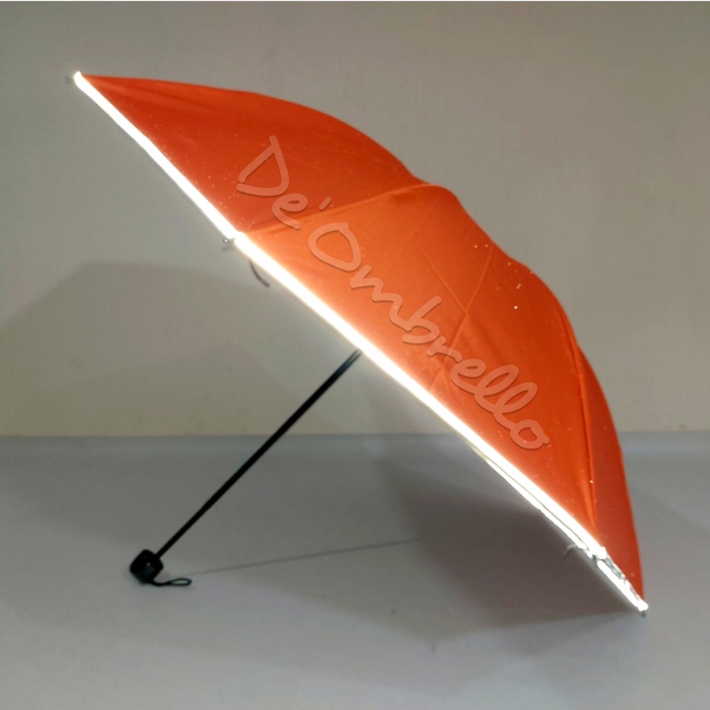 (29 ORANGE)Payung Lipat 4 Polos Silver Warna Orange List Scotlight ANTI UV