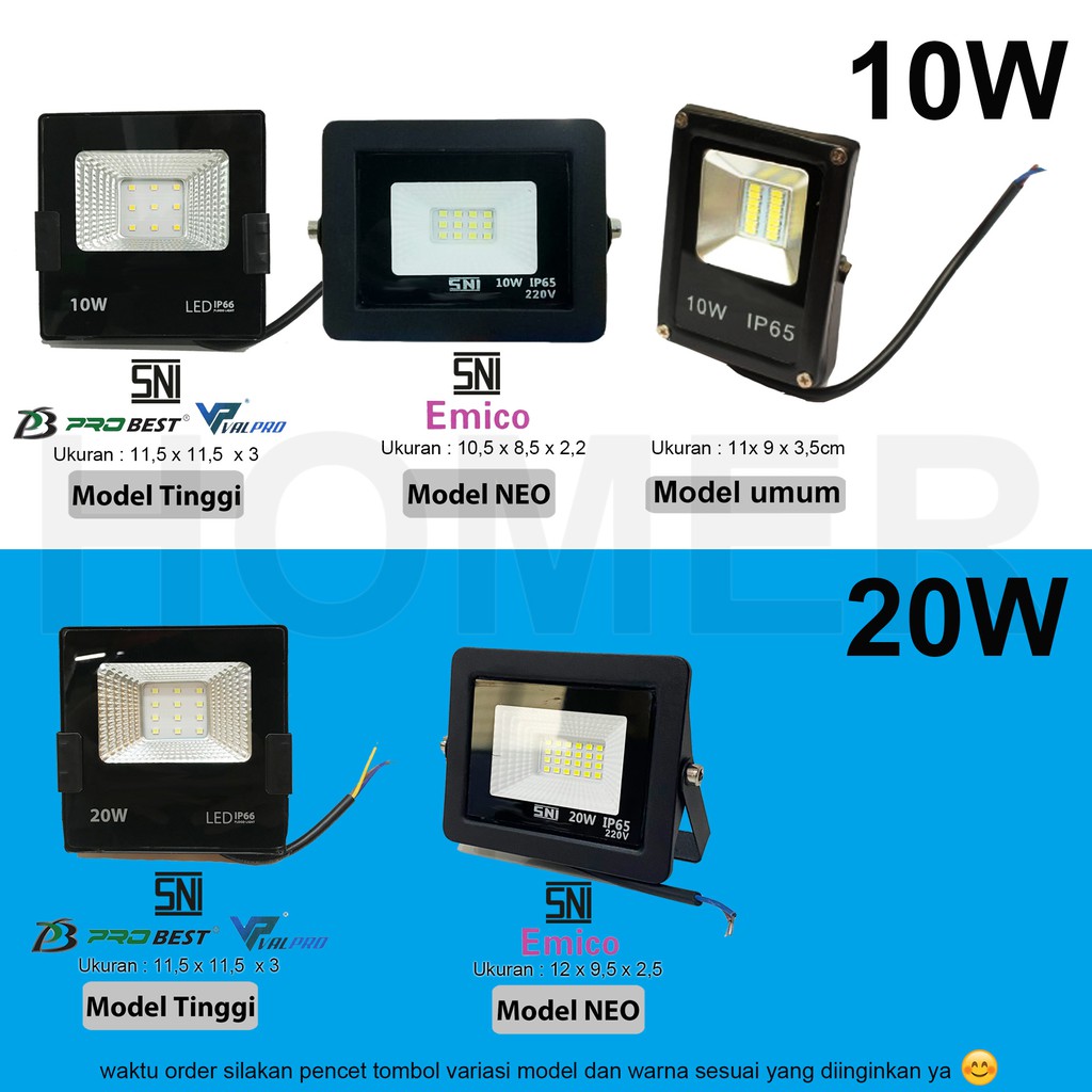  lampu  led  sorot tembak floodlight outdoor 10w 10 