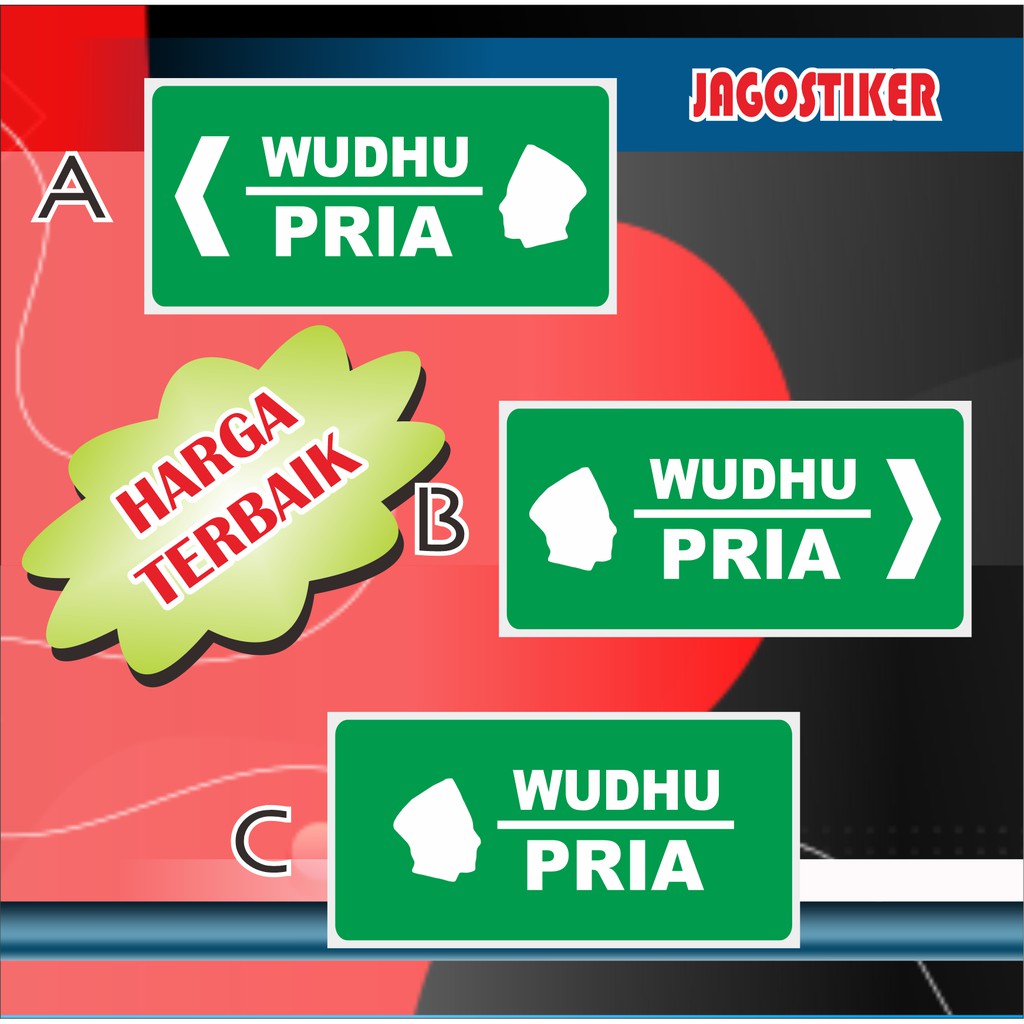 

STICKER TEMPAT WUDHU PRIA / STICKER SIGN / STIKER LABEL TEMPAT WUDHU PRIA (15 X 30 CM)