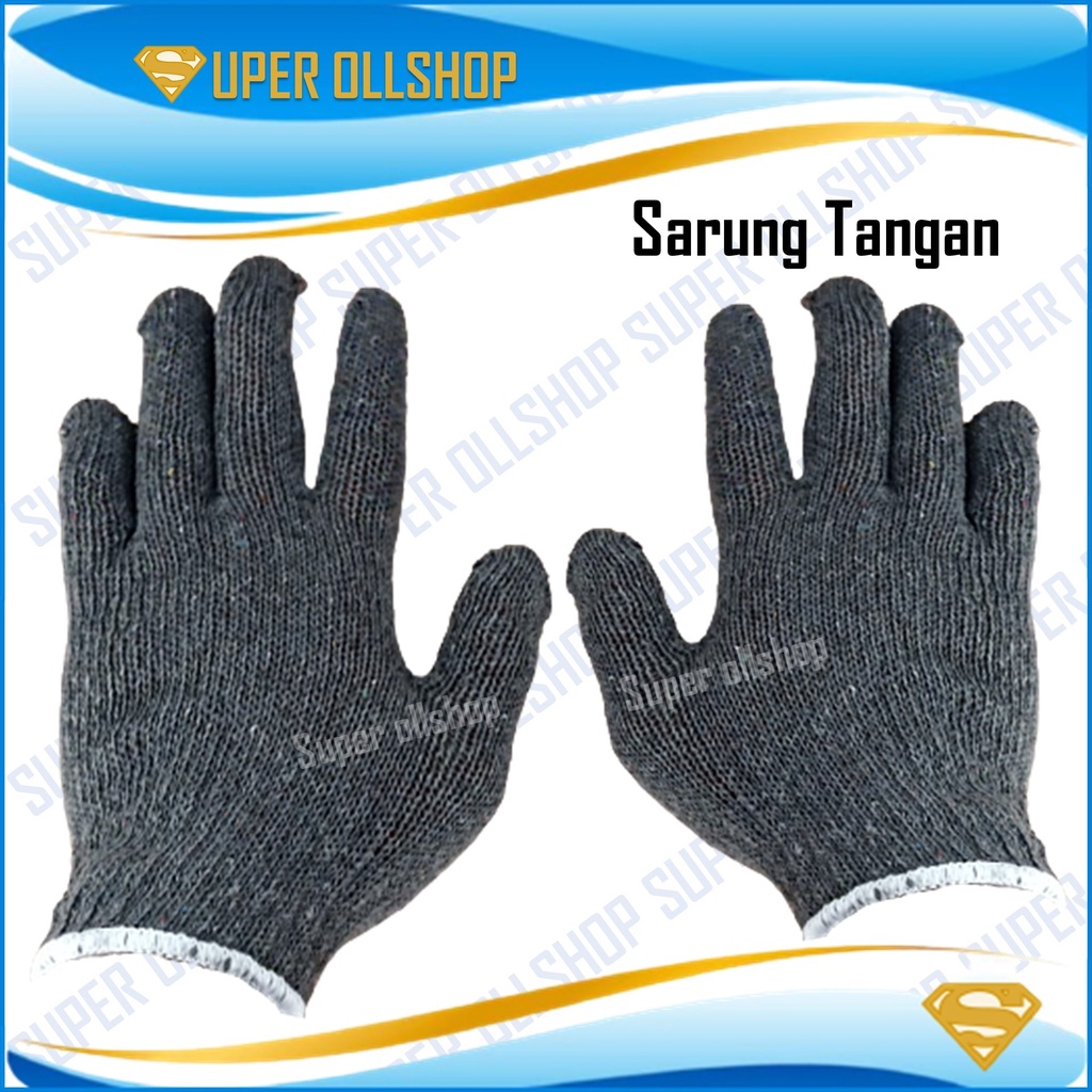 Sarung Tangan Safety / Sarung Tangan Kain Katun Abu Abu Benang Rajut Super