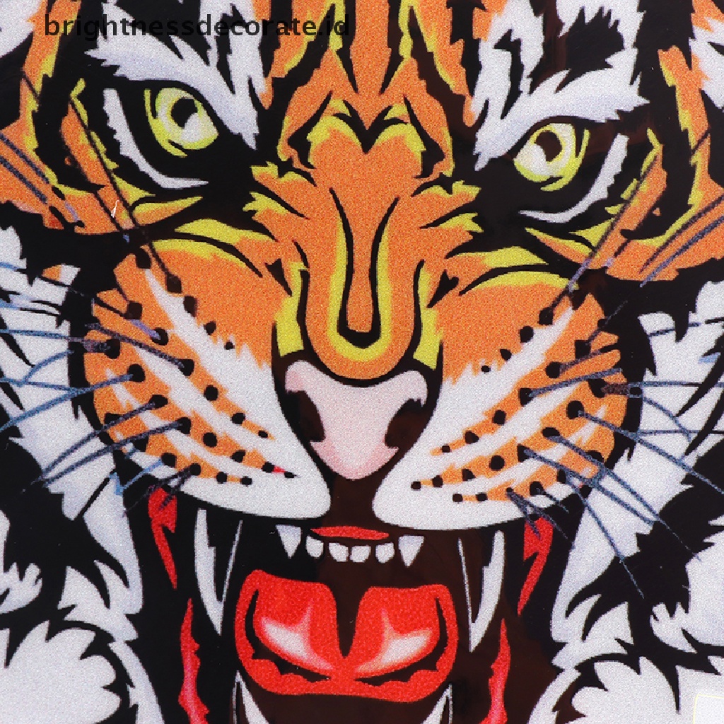 1 Lembar Stiker Vinyl Motif Tiga Kepala Harimau Untuk Mobil / Motor