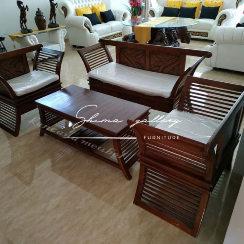 Kursi tamu minimalis / Kursi tamu kayu jati / Kursi tamu jari-jari