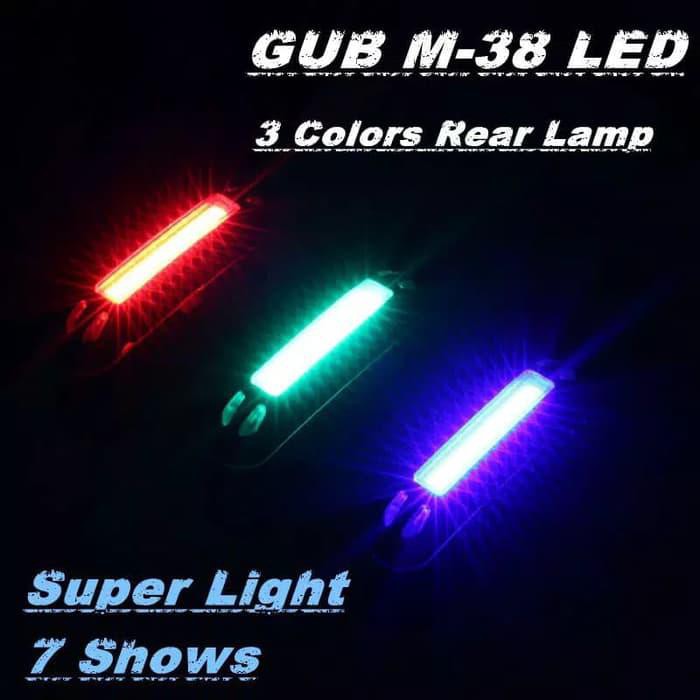 PROMO LAMPU BELAKANG LED 3 WARNA SEPEDA USB RECHARGEABLE. GUB