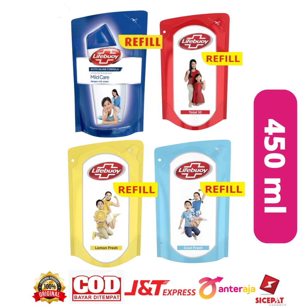 Jual Lifebuoy body wash 450ml Lifebuoy sabun mandi cair reffil