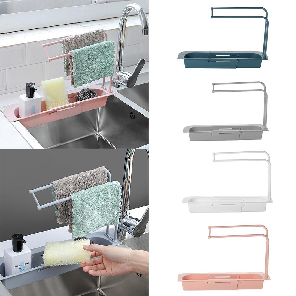 Kitchen Sink Storage Shelves Racks Telescopic Sink Rack Holder Expandable Storage Drain Basket Sponge Organizer Shopee Indonesia