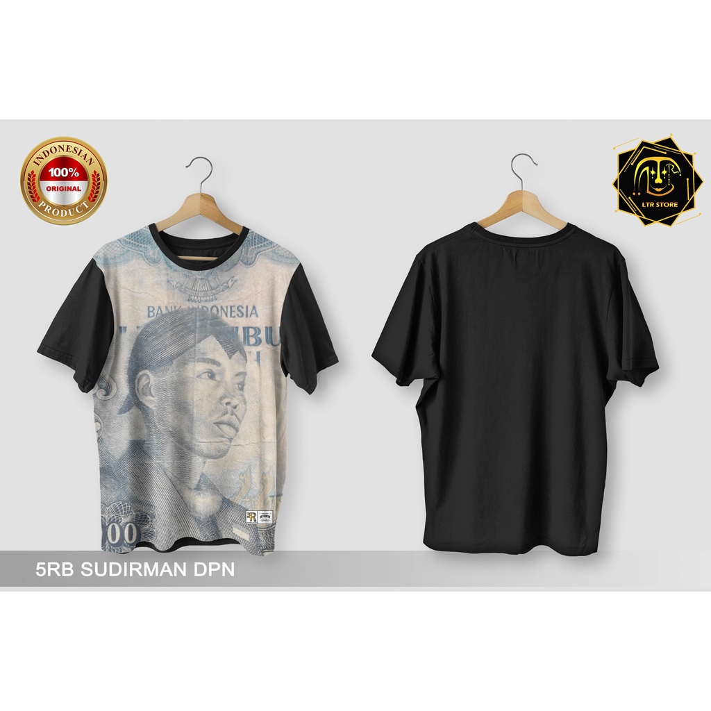 [ BAYAR DI TEMPAT ] BAJU PRINTING GAMBAR UANG 5000 SUDIRMAN DPN -  KAOS DISTRO ORIGINAL GAMBAR RUPIA