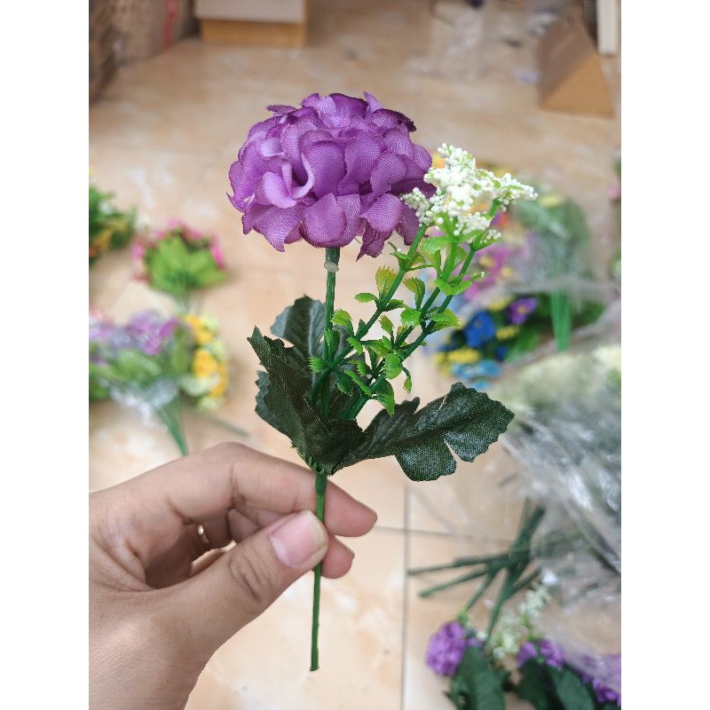 Marigold Bunga Plastik Artificial Dekorasi Rustic Hiasan Mahar Dried Flower Hampers Ringbox-Ungu