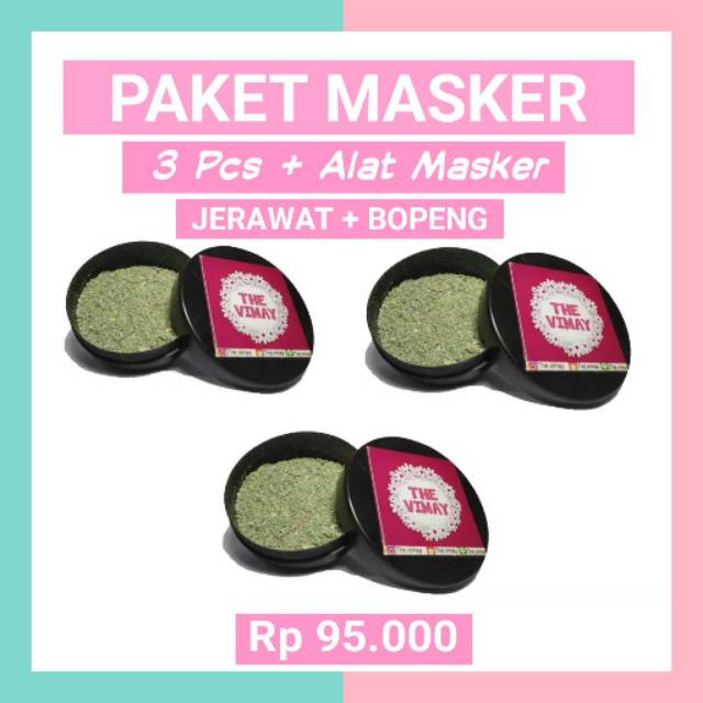 PAKET 3 MASKER Jerawat & Bopeng (Free Alat Masker)