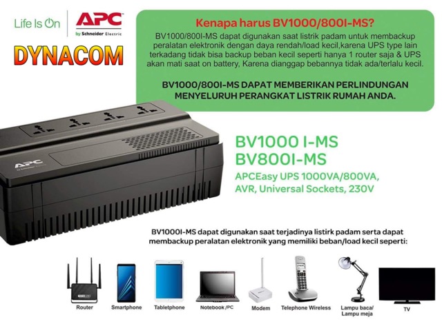 UPS APC BV1000I-MS 1000VA 600W GARANSI RESMI | baterai backup | BV1000IMS BV1000