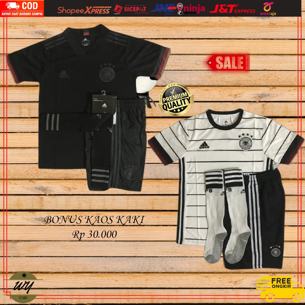 Setelan Baju jersey Olahraga Bola Negara Jerman Germany Home Away Fullset Lengan Pendek Pria Dewasa 