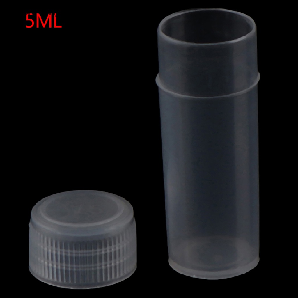 100 Pcs Botol Tabung Reaksi Bahan Plastik Ukuran 5ml Untuk Perlengkapan Sekolah Kimia