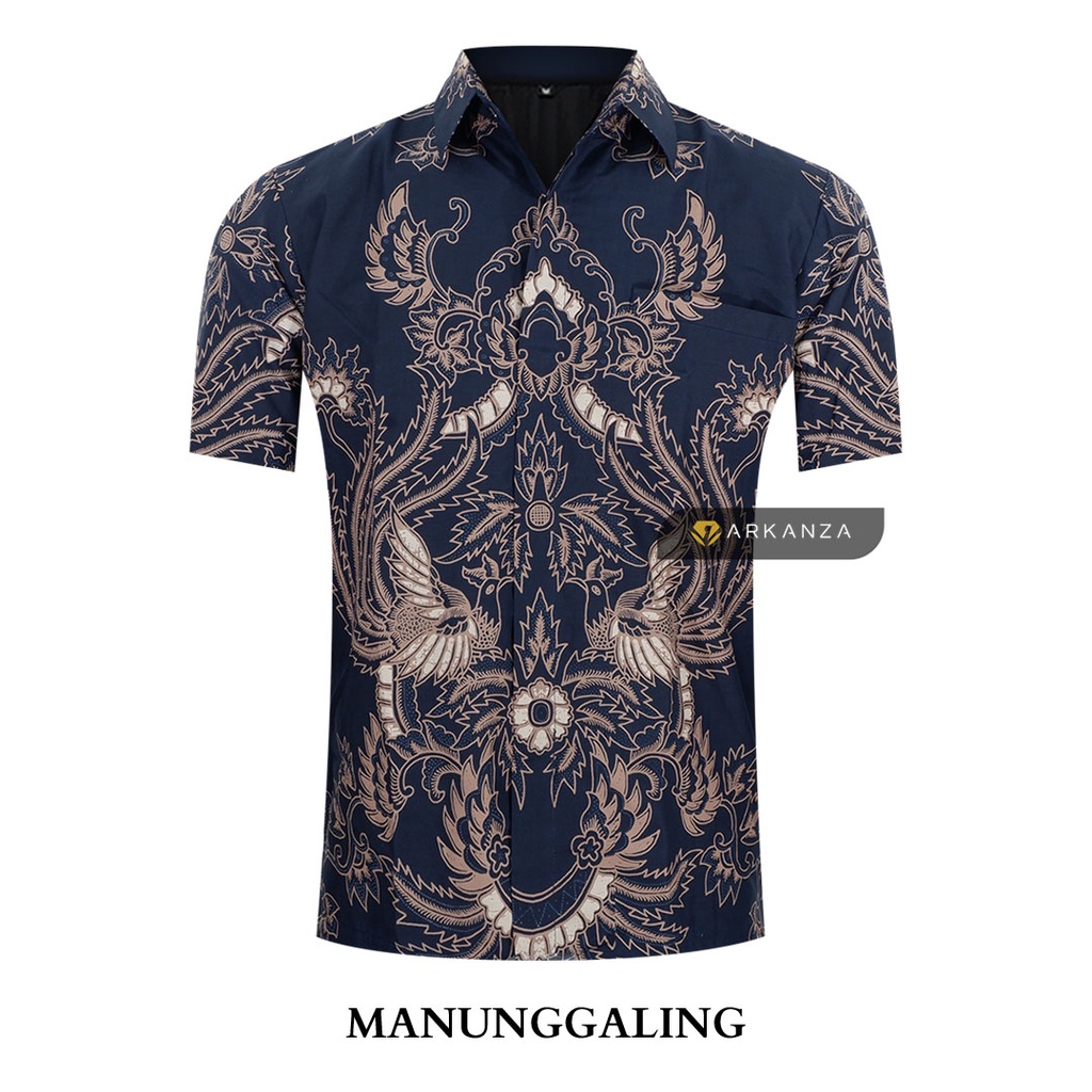 BATIK ARKANZA Motif MANUNGGALING PENDEK Hem Atasan Kemeja Baju Batik Pria Cowok Produsen Slimfit Memakai Furing Lengan Pendek