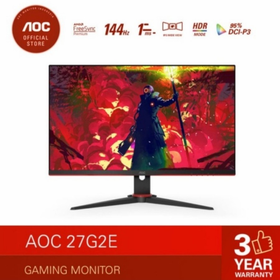 Monitor LED AOC 27G2E 27" IPS 144Hz 1ms VGA HDMI DP FreeSync