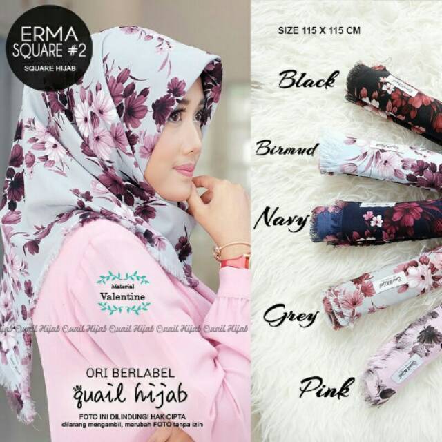 Jilbab segiempat Erma 2 ori Quail Hijab