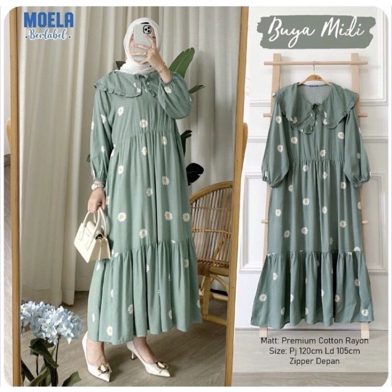 KEMUNING DRESS//ZANZEA DRESS MIDI RAYON BUSUI TERBARU TERLARIS// GAMIS HITS / GAMIS TERBARU RAYON VI